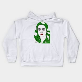 Girl with a Green Scarf Kids Hoodie
